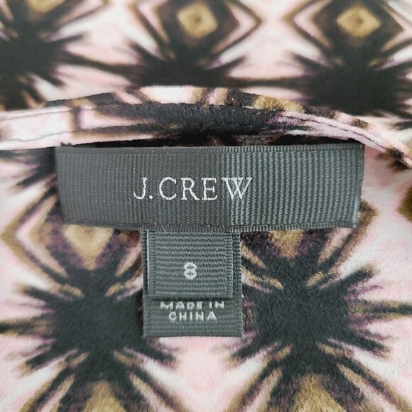 J.‎ Crew Blouse 8 Brown Pink Pleat Front Short Sleeve Popover Top - Picture 4 of 6